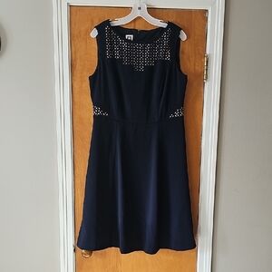 Anne Klein Navy Midi Dress with Cutout Details